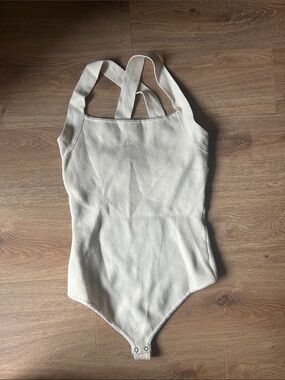Abercrombie & Fitch Cream Knit Crossback Bodysuit